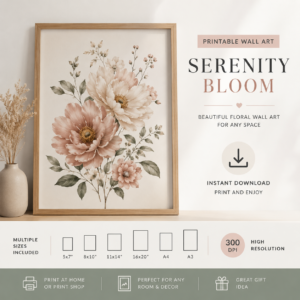 Serenity Bloom – Printable Floral Wall Art
